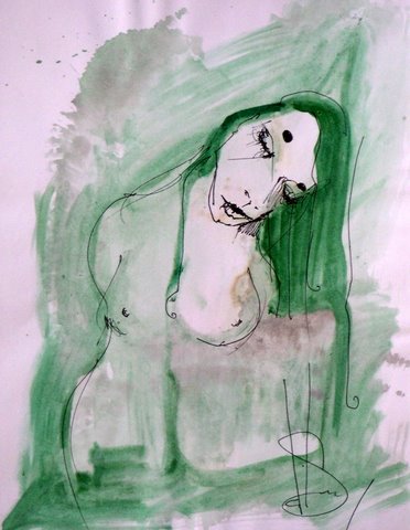 Green Nude Lady Water Wash2 Jpg